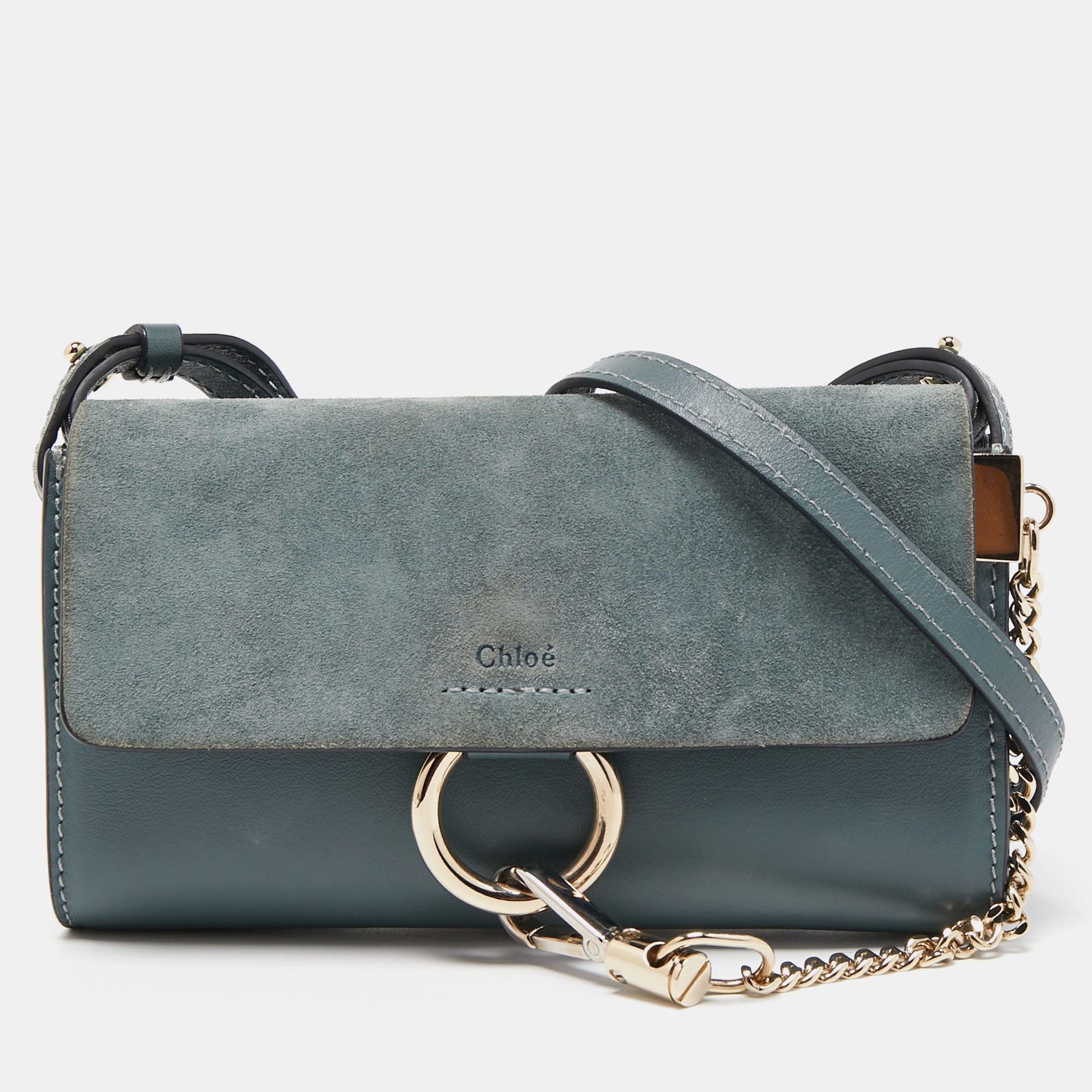 Chloé faye leather cheap and suede shoulder bag