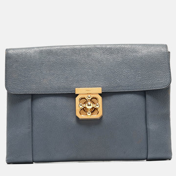 CHLOE Dark Grey Leather Elsie Clutch