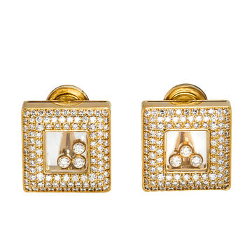 Chopard Happy Diamonds 18K Yellow Gold Square Earrings