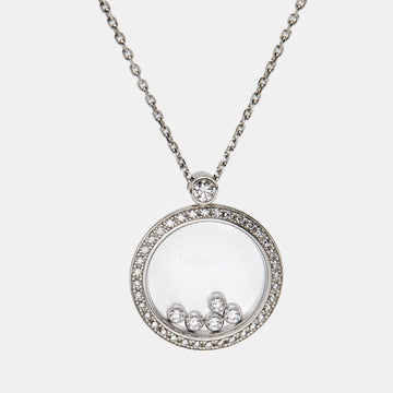 Chopard Happy Diamonds 18k White Gold Diamond Paved Pendant Necklace