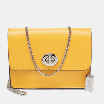 COACH Mustard Leather Bowery Chain Shoulder Bag