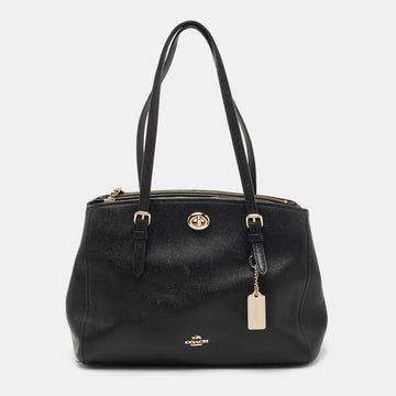 COACH Black Leather Turnlock Carryall Satchel