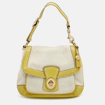 COACH Lime/Cream Canvas and Leather Legacy Ali Hobo