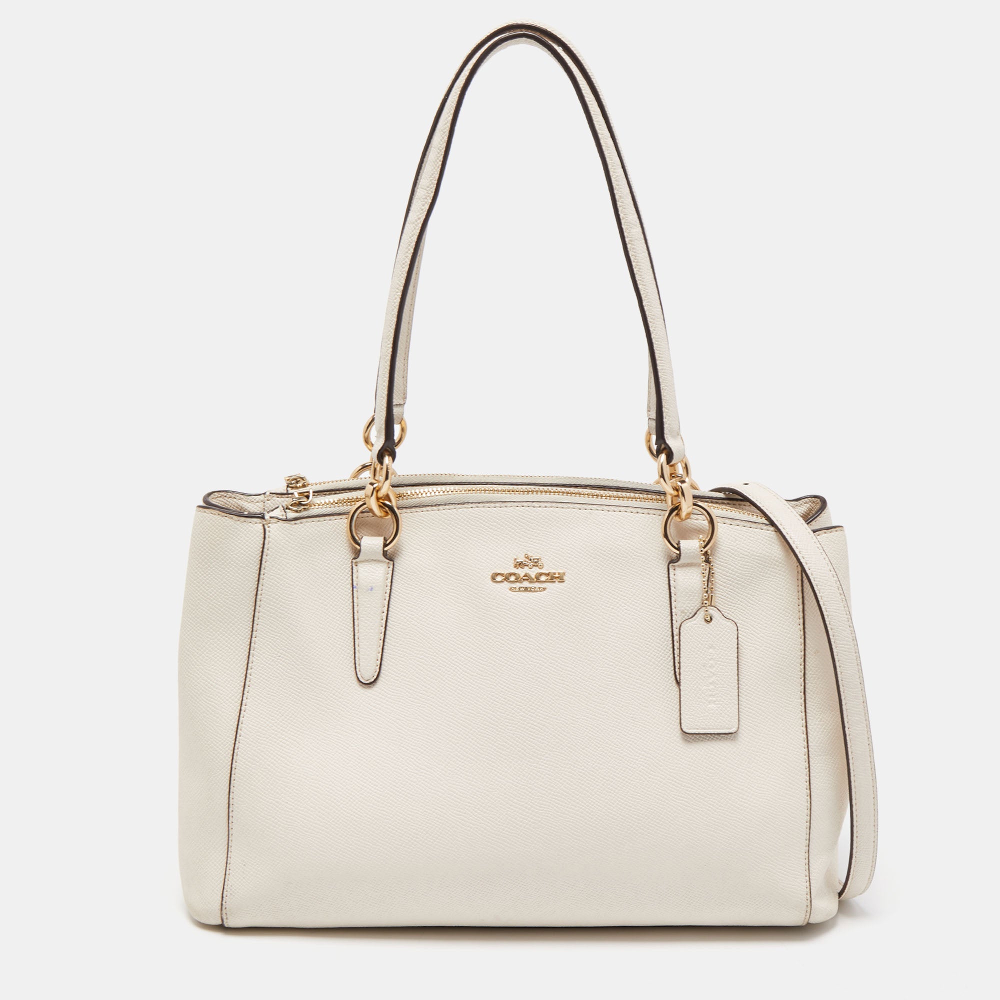 Coach off best sale white leather handbag