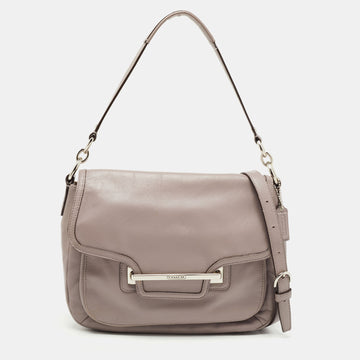 COACH Grey Leather Taylor Flap Crossbody Bag