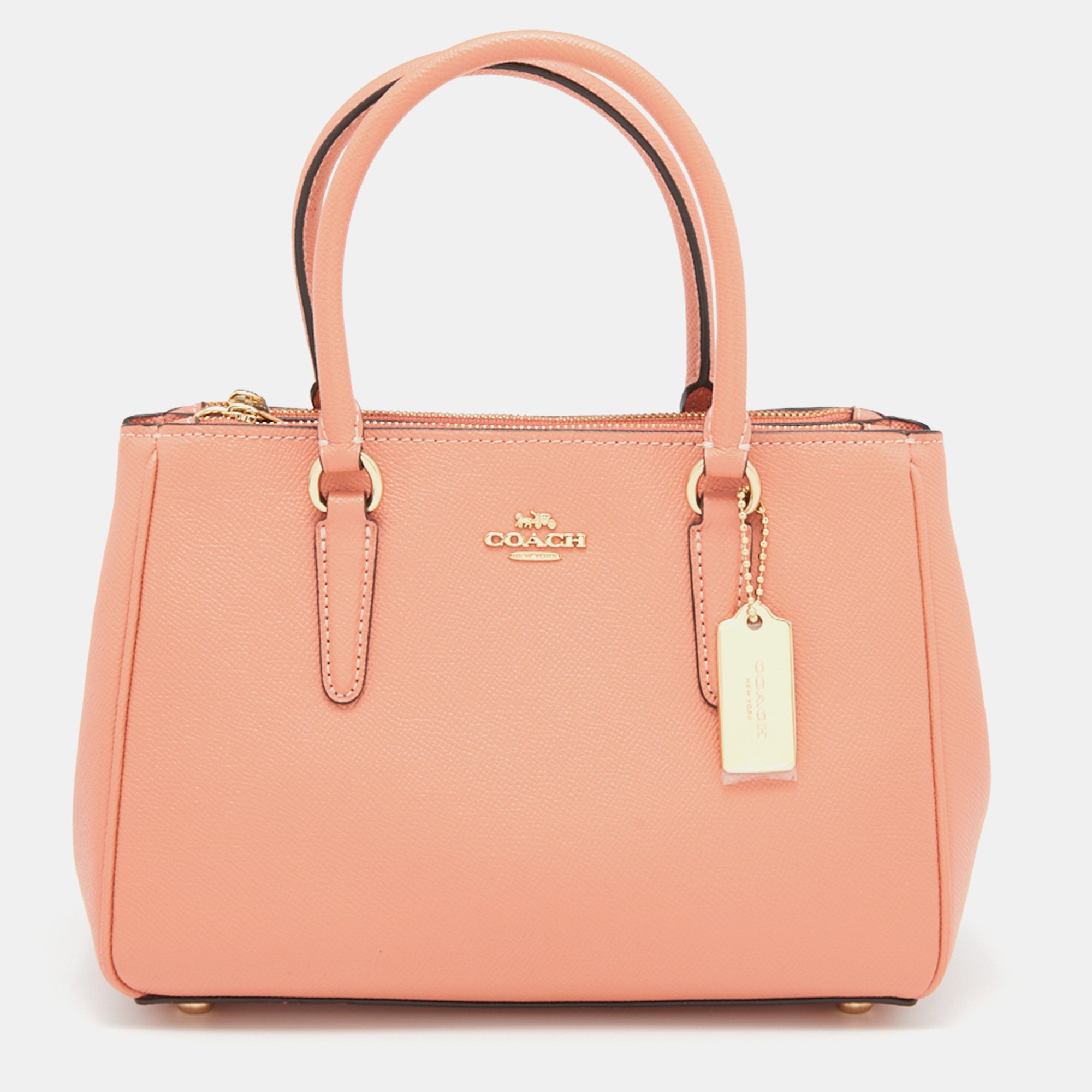 COACH Peach Leather Mini Surrey Carryall Tote