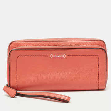 COACH Coral Leather Zip Around Wallet