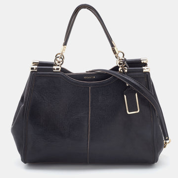 COACH Black Leather Madison Pinnacle Carrie Satchel