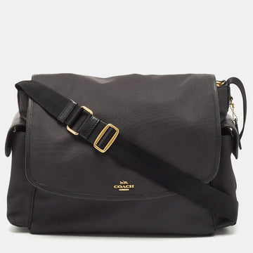 COACH Black Nylon and Leather Baby Messenger Bag