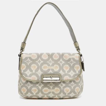 COACH Grey/Multicolor Signature Canvas Op Art Kristin Shoulder Bag