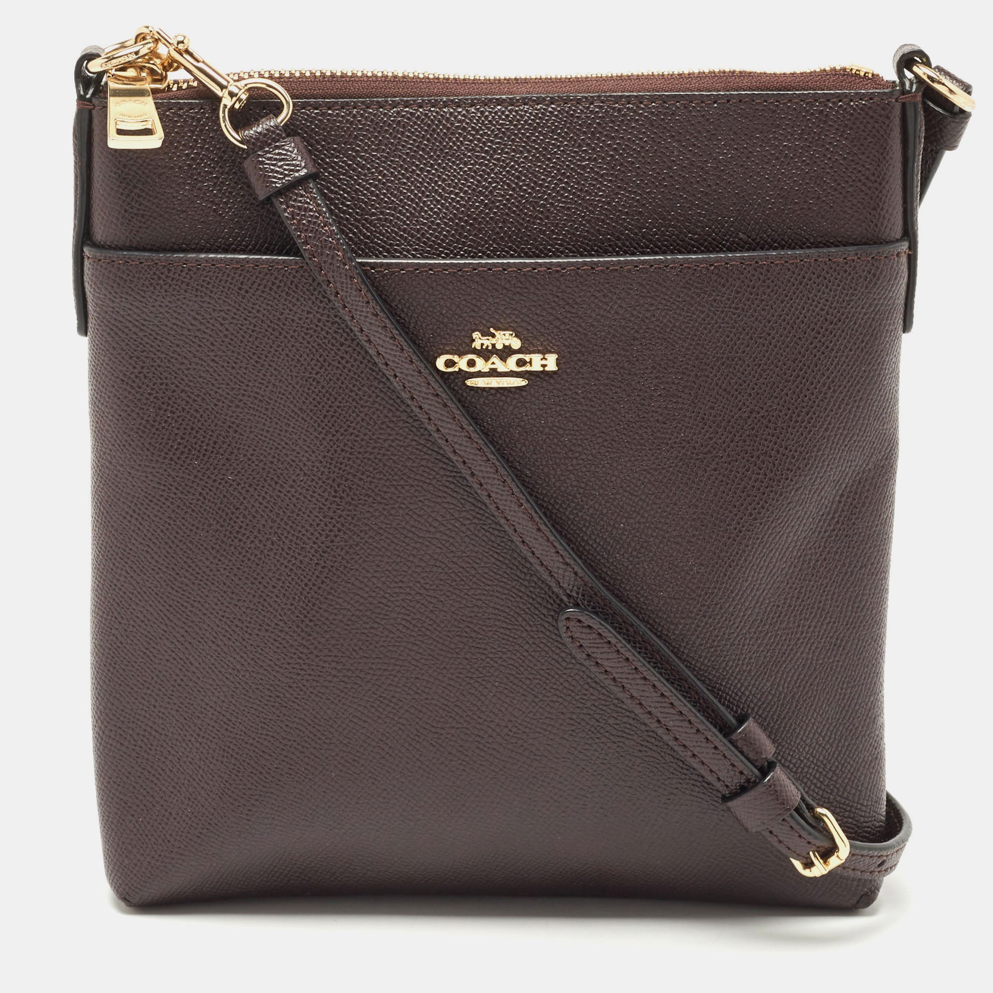 COACH Plum Leather File Crossbody Bag