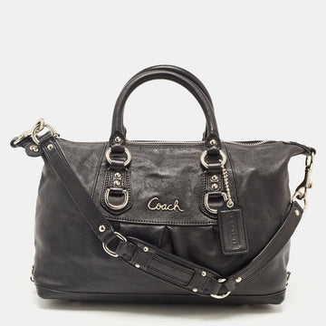 COACH Black Leather Ashley Satchel