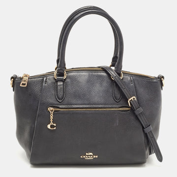 COACH Black Leather Elise Zip Satchel