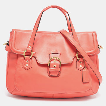 COACH Orange Leather Eva Flap Satchel