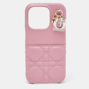 DIOR Pink Cannage Leather Lady  iPhone 14 Pro Case
