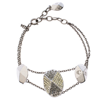 DIOR Crystal Silver Tone Chain Link Station Bracelet