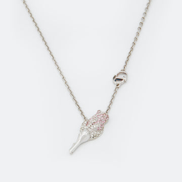 DIOR Silver Tone Crystal Studded Rose Chain Bracelet