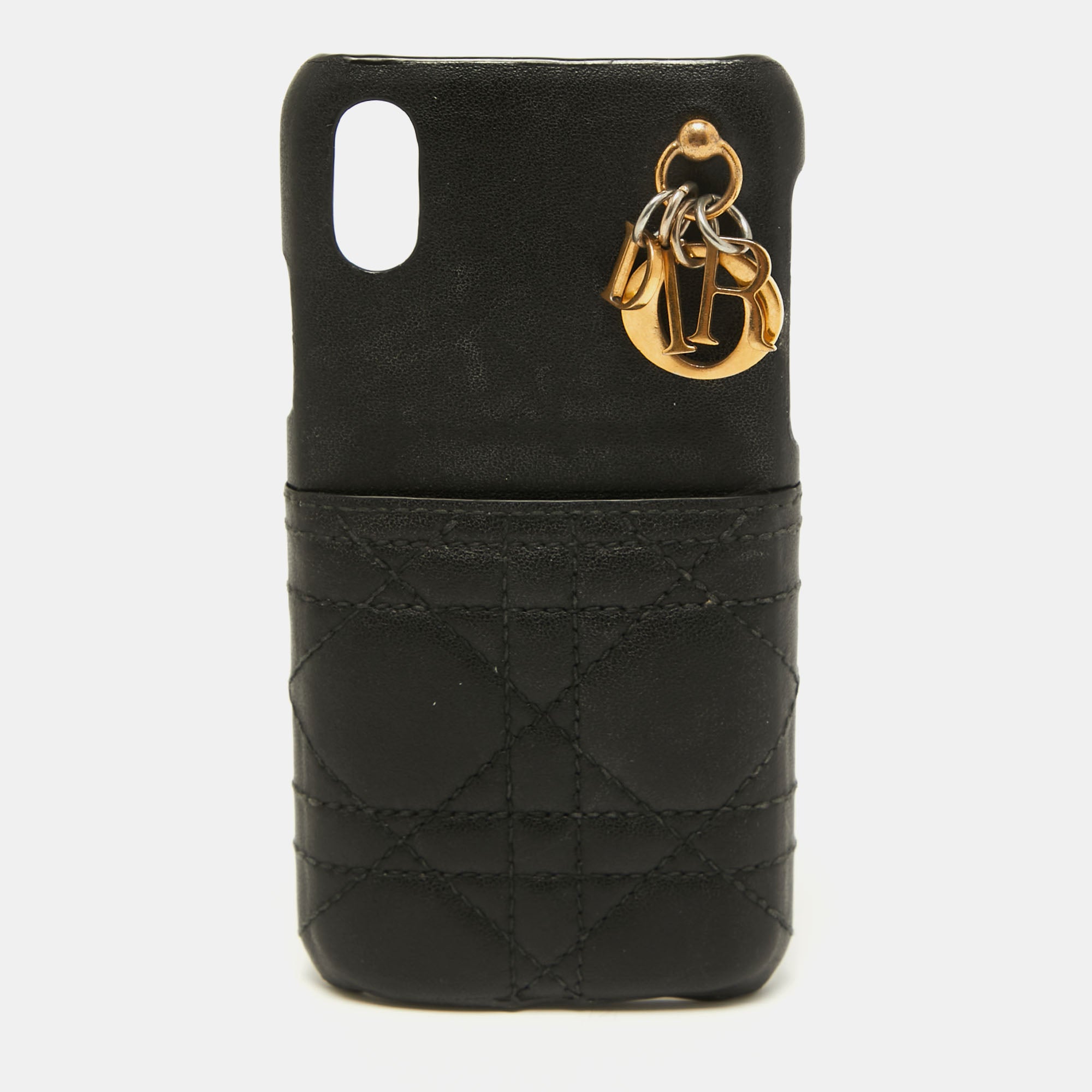 DIOR Black Cannage Leather Lady iPhone X Case