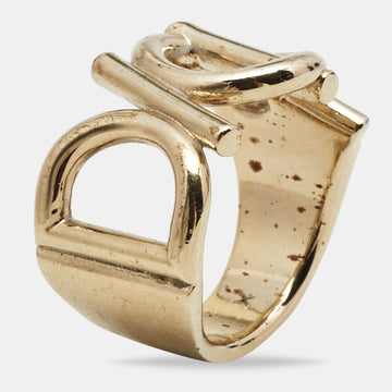 DIOR Gold Tone Logo Ring Size EU 56