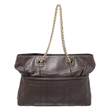 DIOR Dark Brown Cannage Leather Granville Chain Link Tote