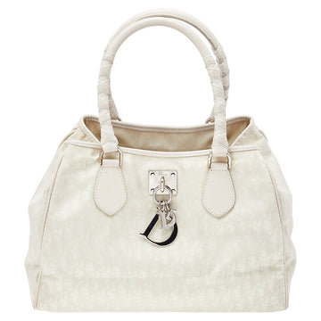 DIORChristian  White-Cream Canvas And Leather issimo Small Lovely Tote