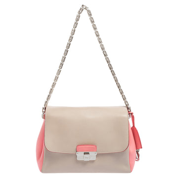 DIOR Pink/Pearl White Leather Small ling Shoulder Bag