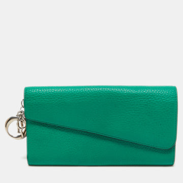 DIOR Green/Light Blue Leather issimo Rencontre Wallet