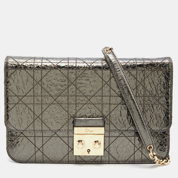 DIOR Metallic Cannage Crinkled Leather Miss  Promenade Chain Bag