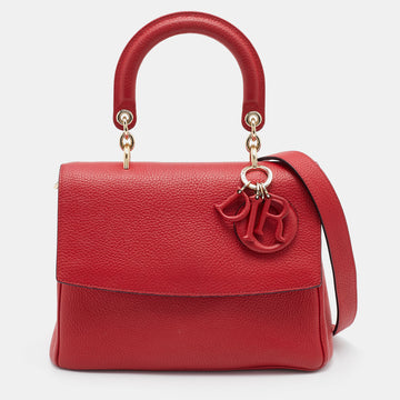 DIOR Red Leather Small Be  Flap Top Handle Bag
