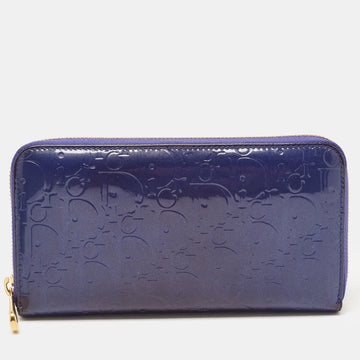 DIOR Purple Patent Leather Ultimate Zip Around Wallet