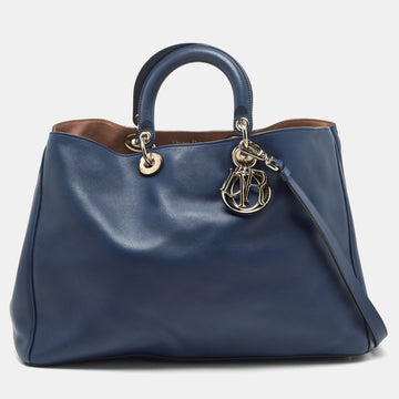 DIOR Navy Blue Leather Extra Large issimo Shopper Tote