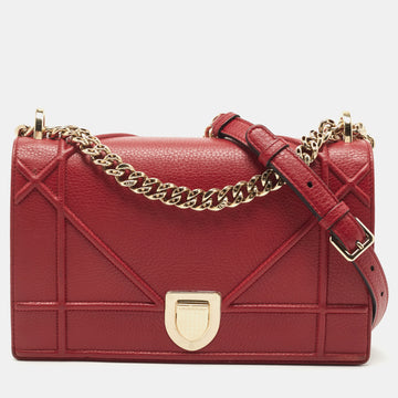 DIOR Red Leather Medium ama Shoulder Bag