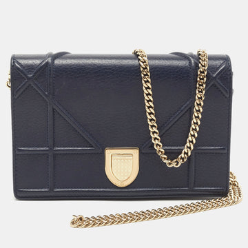 DIOR Dark Blue Leather ama Wallet on Chain