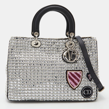 DIOR Silver/Black Metallic Tweed Medium Patch issimo Tote