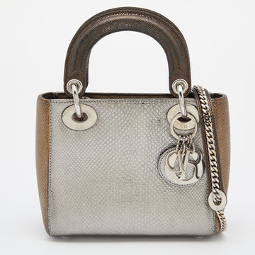 DIOR Silver/Gold Karung Mini Lady  Tote