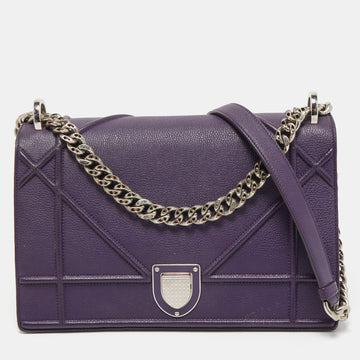 DIOR Purple Leather Medium ama Flap Shoulder Bag