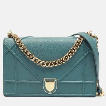 DIOR Teal Green Leather Medium ama Shoulder Bag