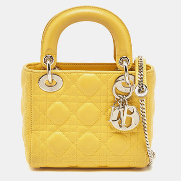 DIOR Yellow Cannage Leather Mini Chain Lady  Tote