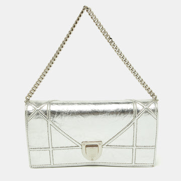 DIOR Silver Leather ama Wallet On Chain