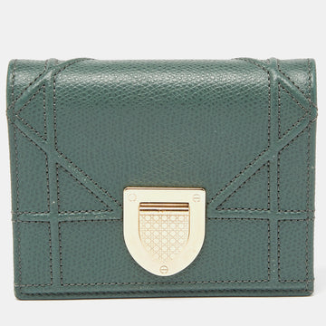 DIOR Green Leather ama Trifold Wallet