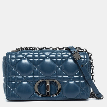 DIOR Steel Blue Quilted Leather Medium Caro Shoulder Bag