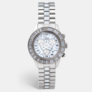 DIOR White Stainless Steel Diamond Christal CD114311M001 Women's Wristwatch 38 mm