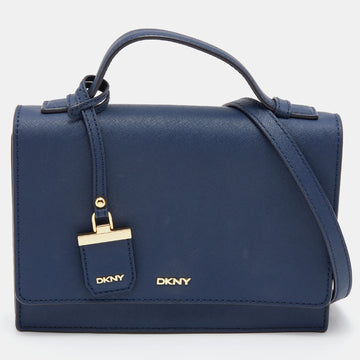 DKNY Navy Blue Saffiano Leather Bryant Park Top Handle Bag