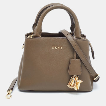 DKNY Green Saffiano Leather Paige Charm Satchel