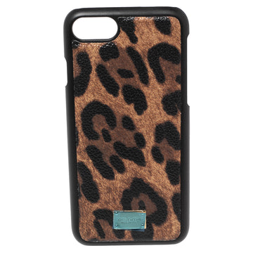 DOLCE & GABBANA Brown Leopard Print Coated Canvas iPhone 6 Case