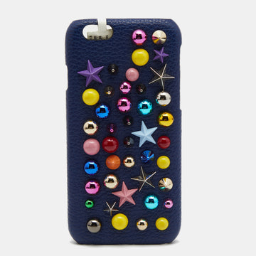DOLCE & GABBANA Blue Leather Embellished iPhone 6 Cover