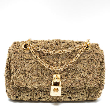 Dolce & Gabbana Gold Lurex Fabric Padlock Shoulder Bag