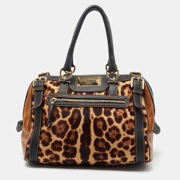 Dolce & Gabbana Multicolor Leopard Print Calf Hair And Leather Miss Easy Way Bowler Bag