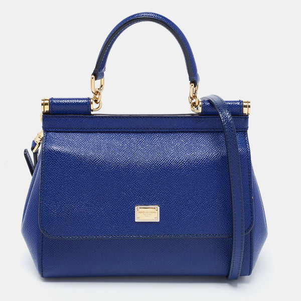 Dolce & Gabbana Small Miss Sicily Leather Satchel In Blue