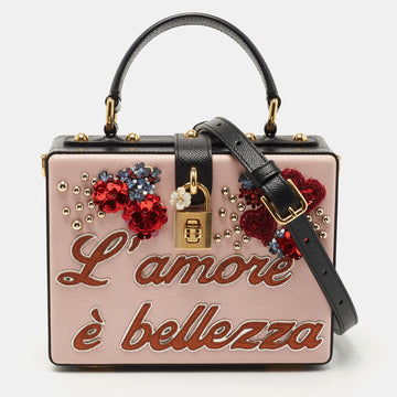 Dolce & Gabbana Multicolor Embellished Leather Box L' Amore Top Handle Bag